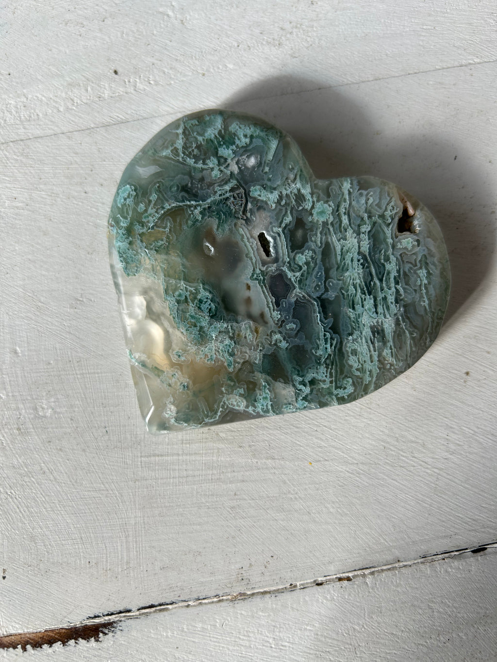 Moss Agate Heart Slab #1