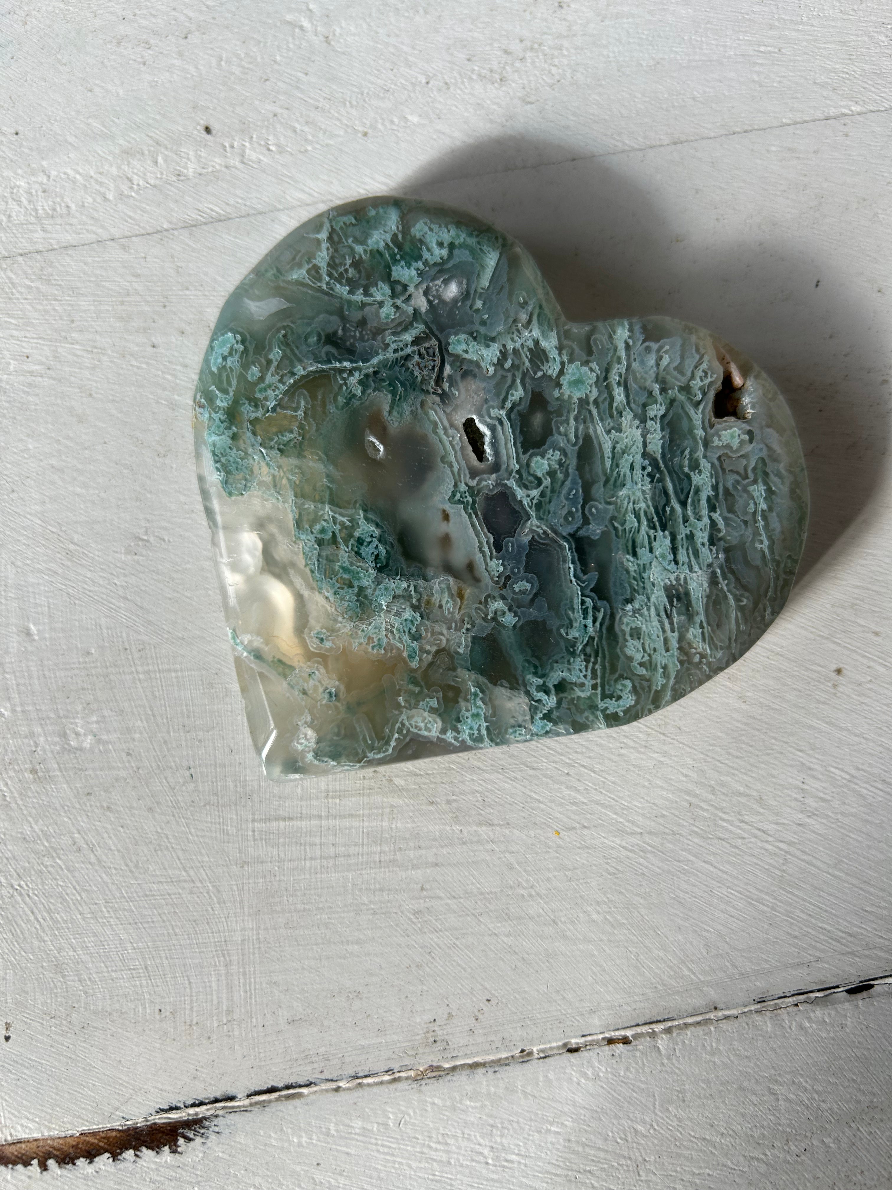 Moss Agate Heart Slab #1