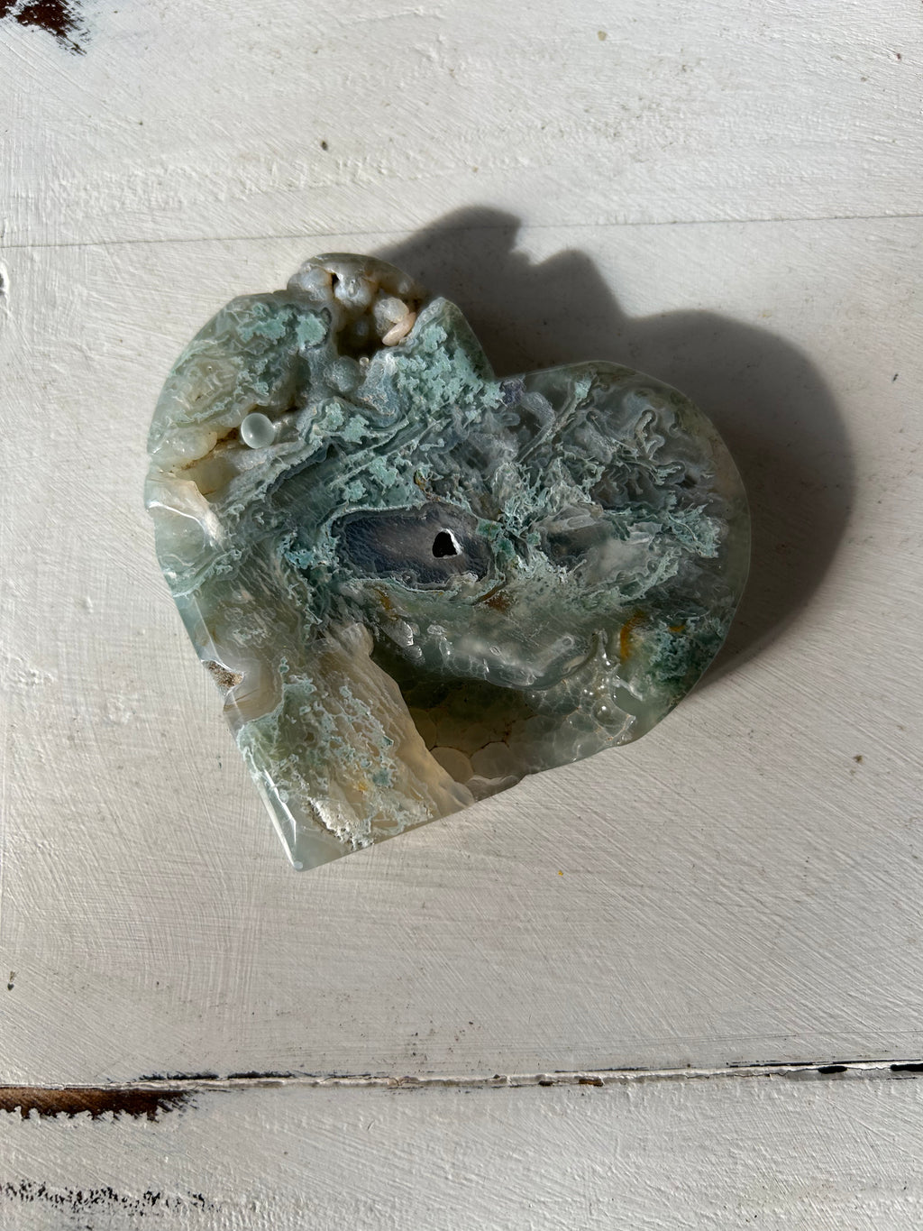 Moss Agate Heart Slab #1
