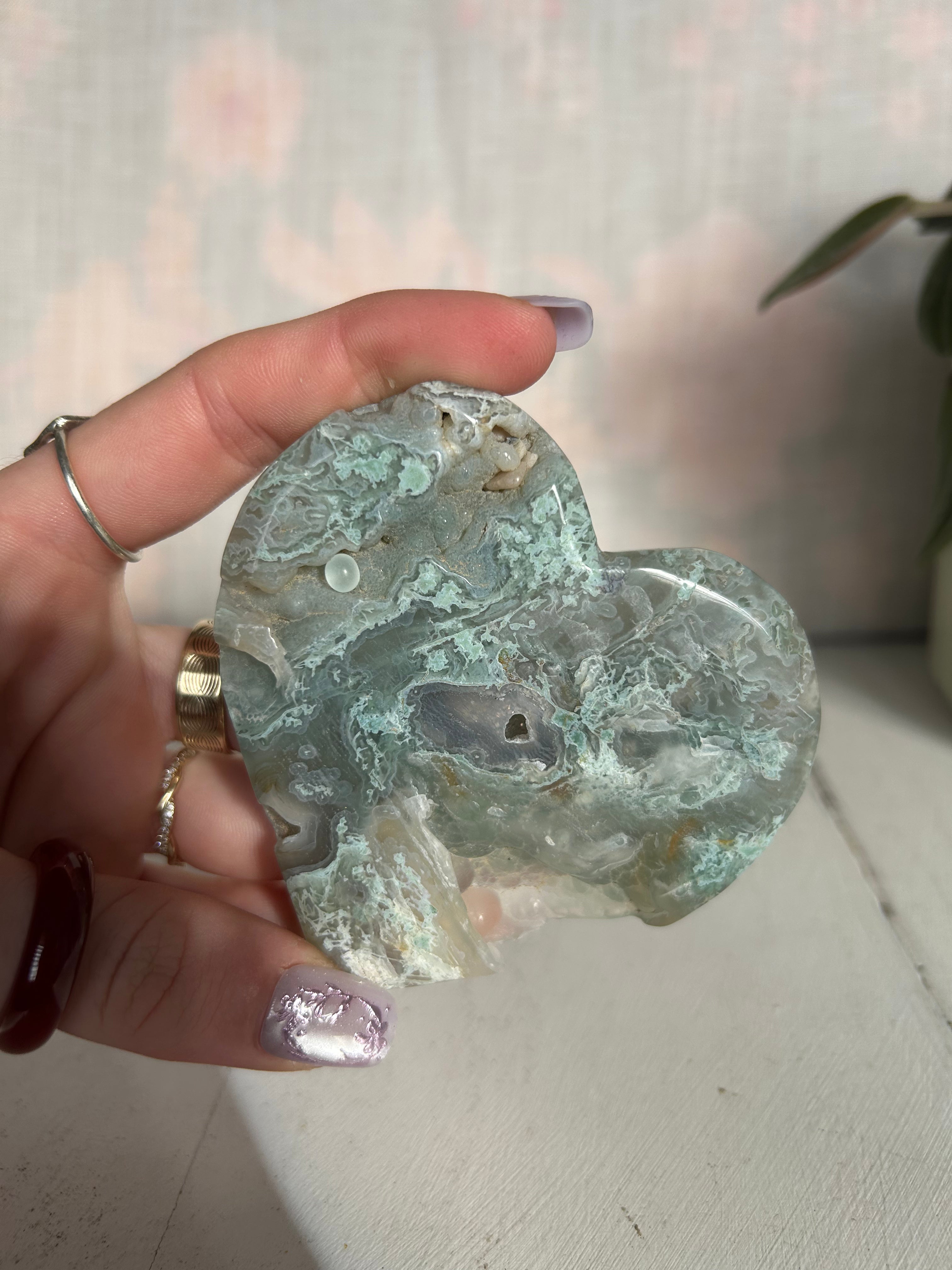 Moss Agate Heart Slab #1