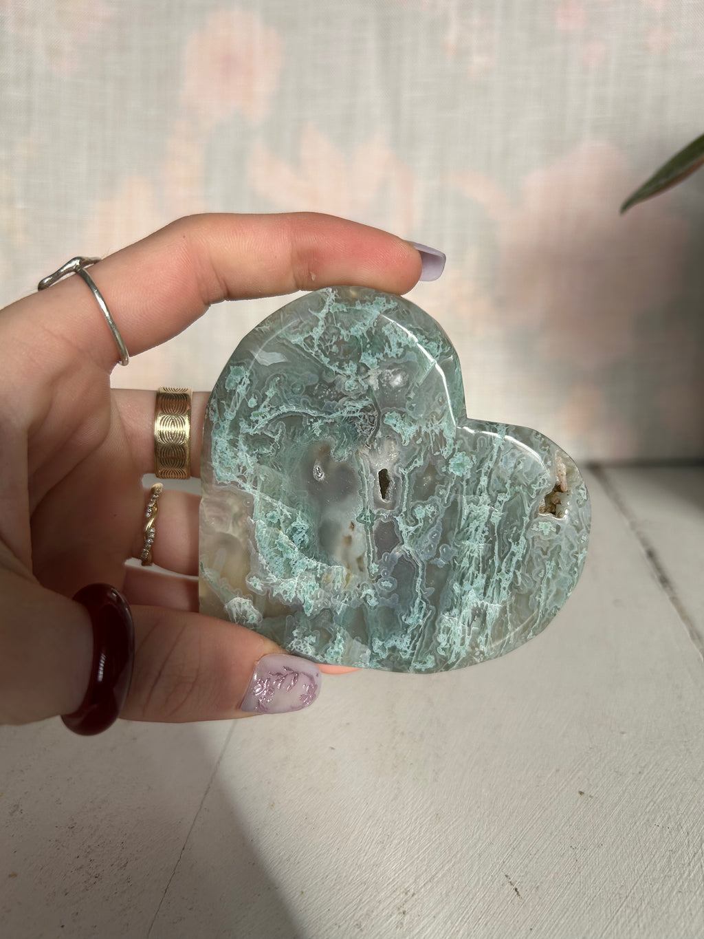 Moss Agate Heart Slab #1