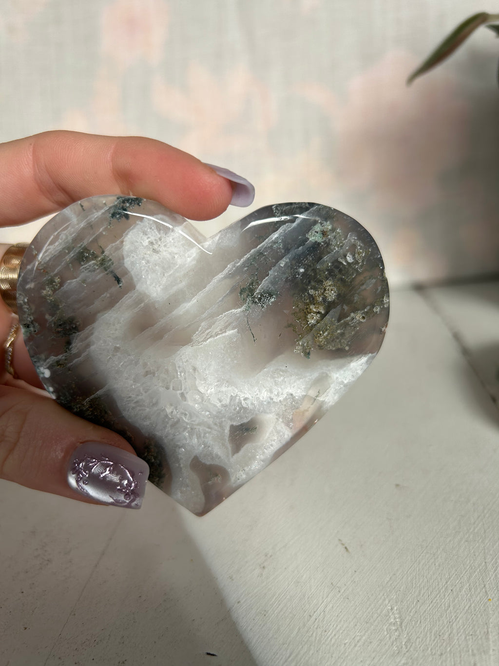 Moss Agate Heart Slab #2