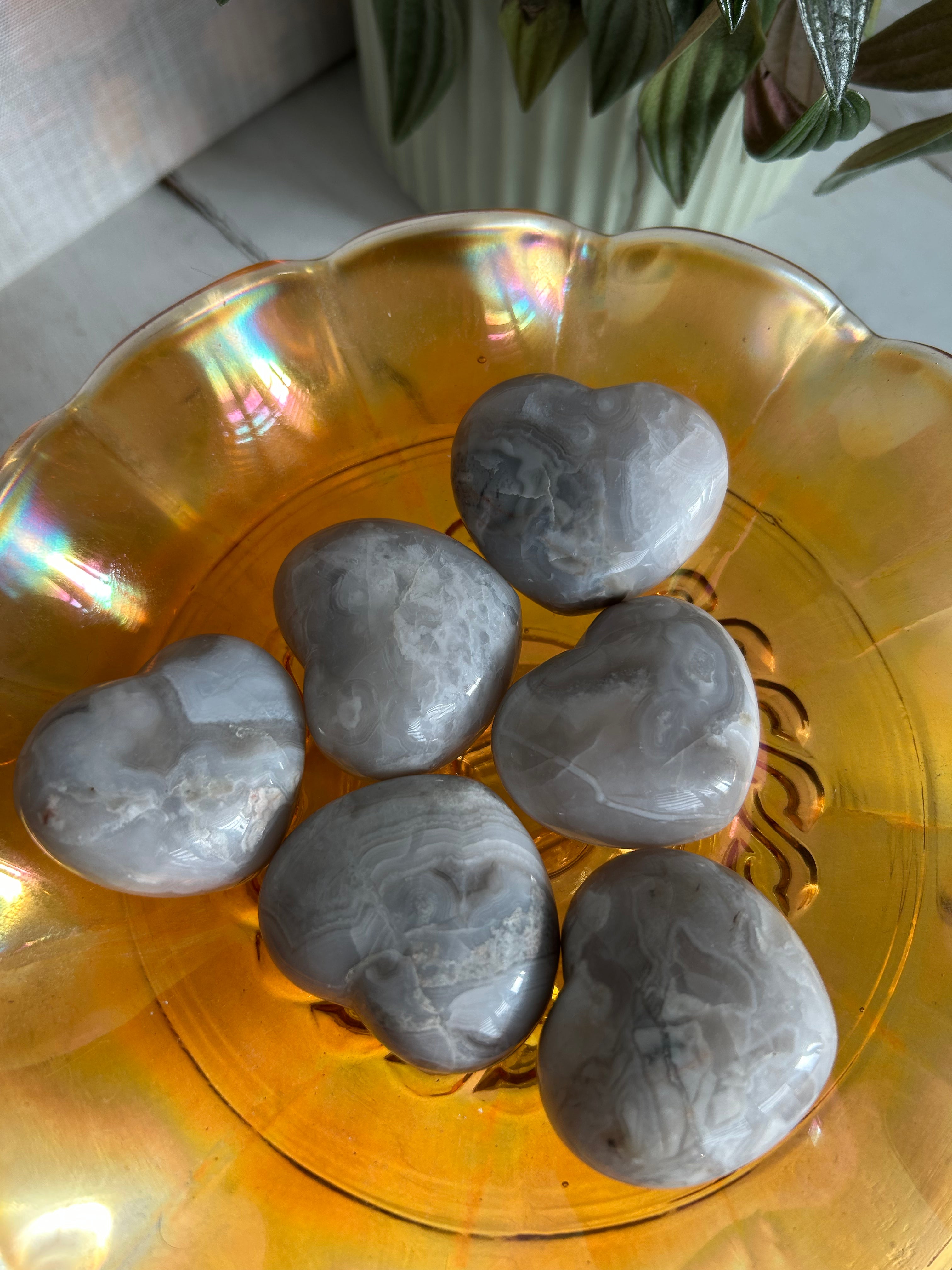 White Mexican Agate Hearts
