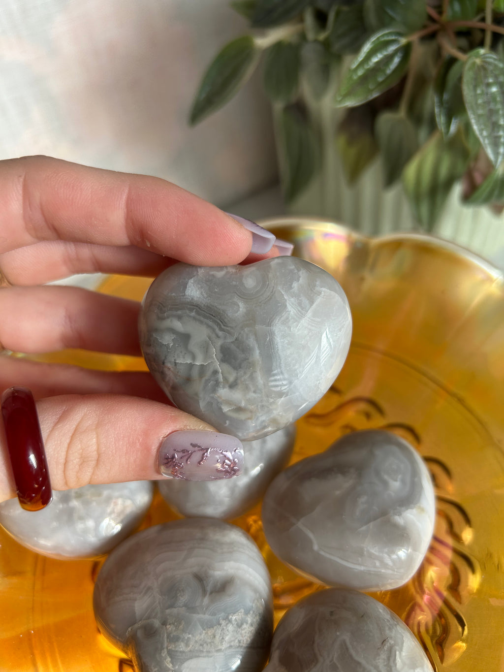 White Mexican Agate Hearts