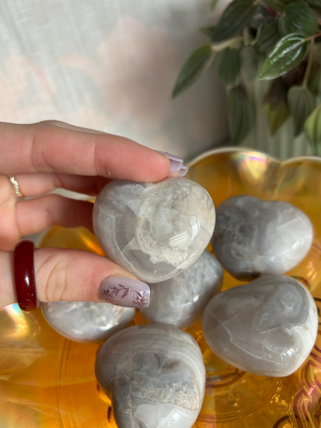 White Mexican Agate Hearts