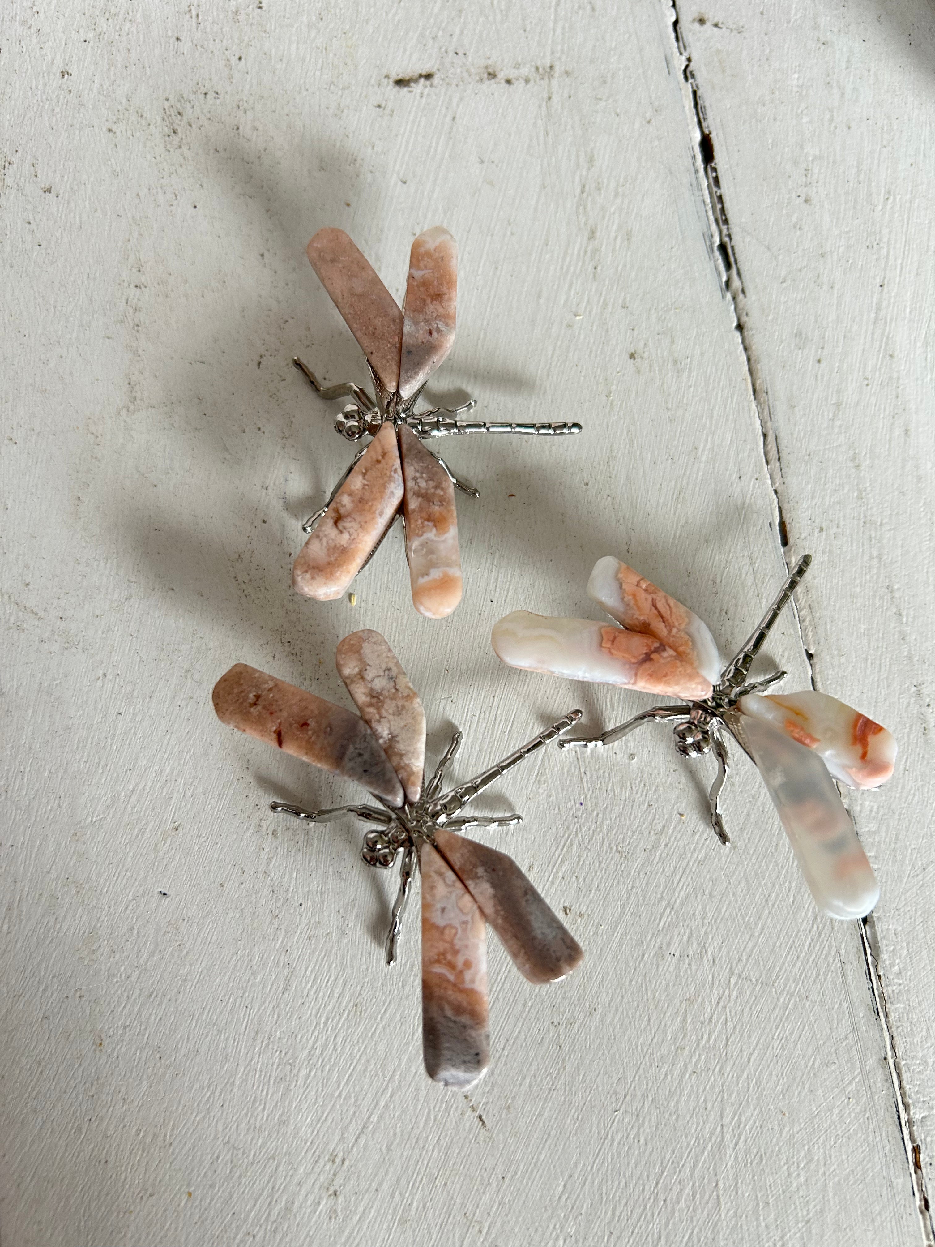 Dragonfly Crystal Carving - Pink