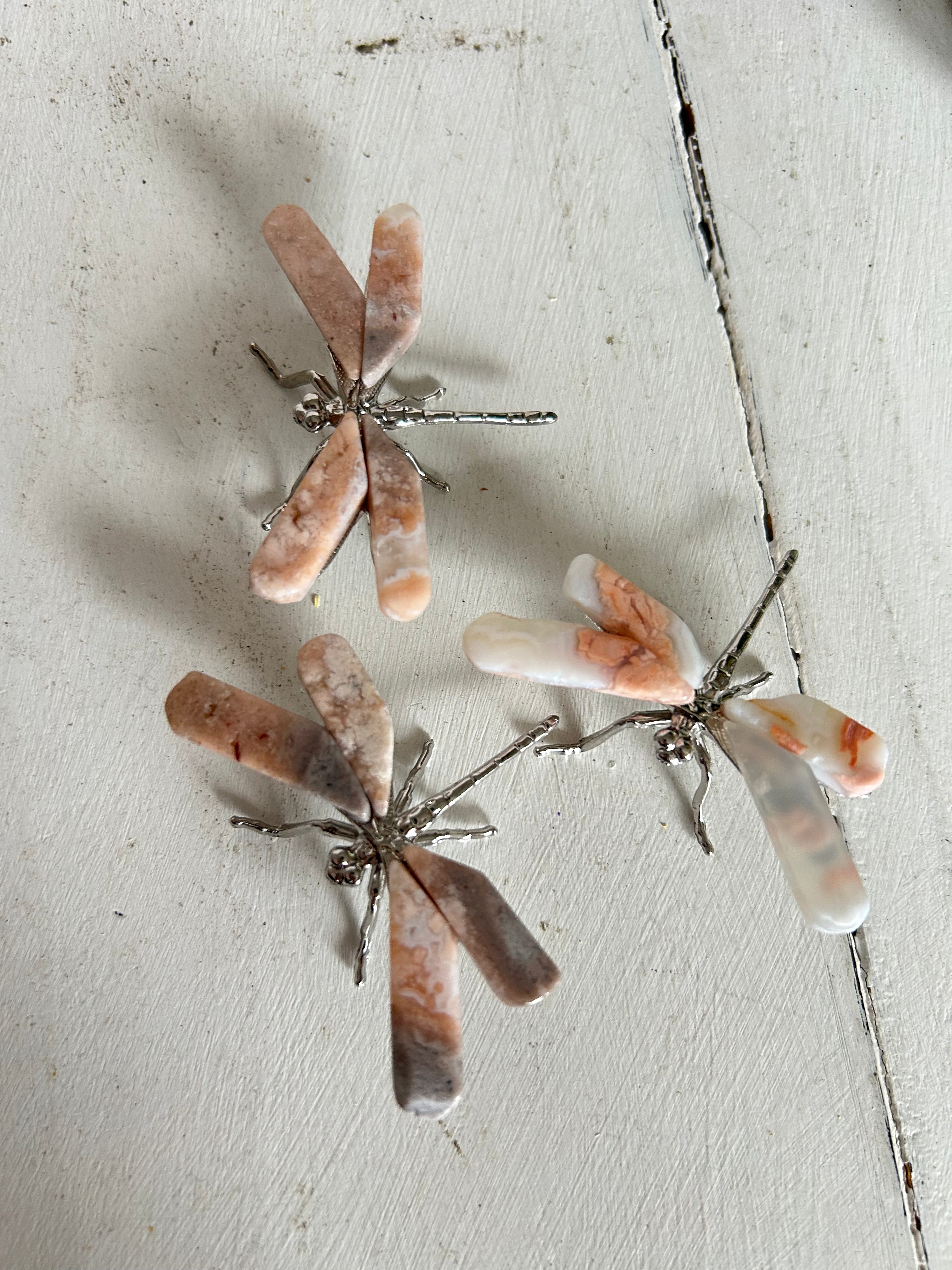 Dragonfly Crystal Carving - Pink