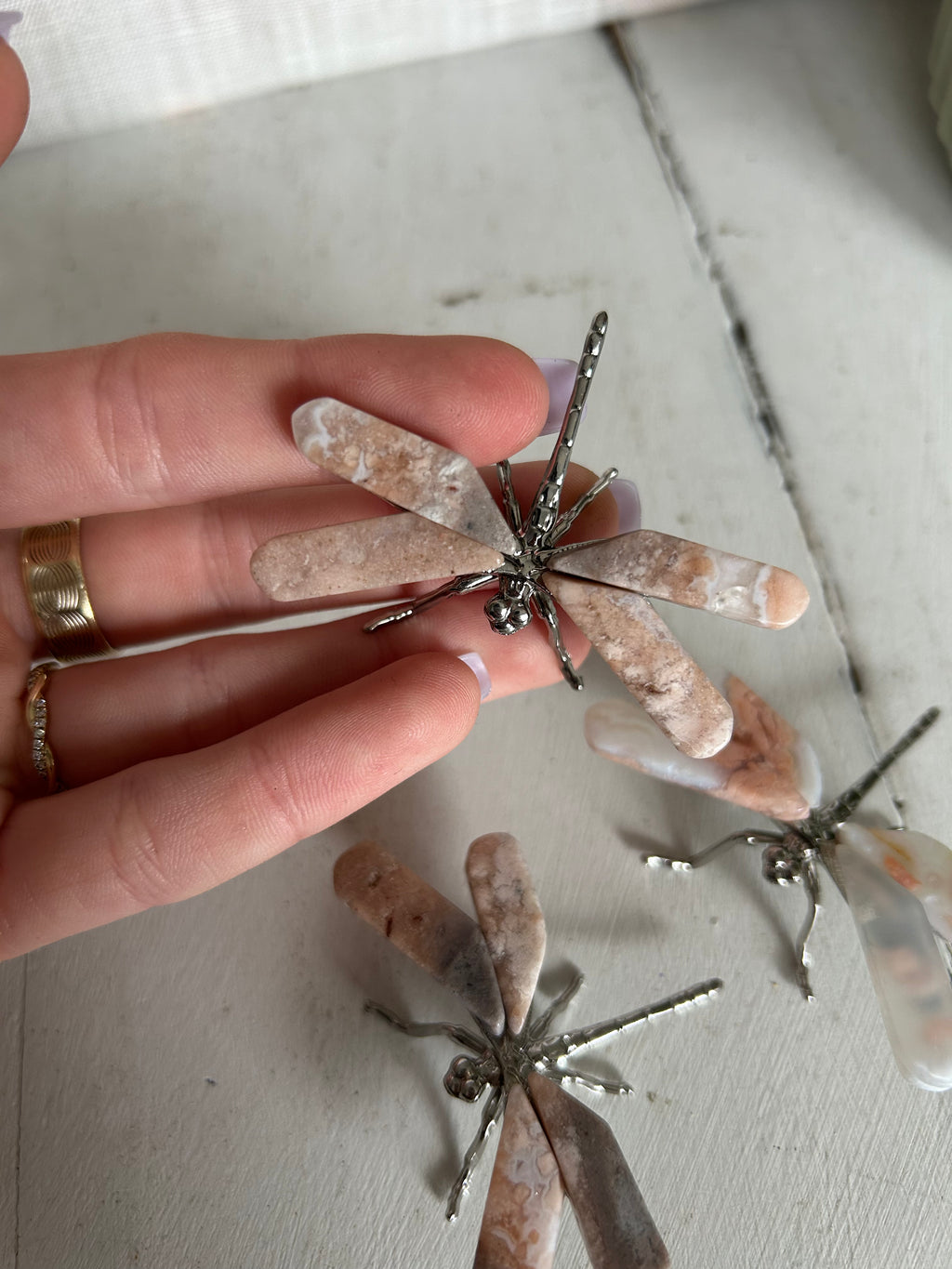 Dragonfly Crystal Carving - Pink