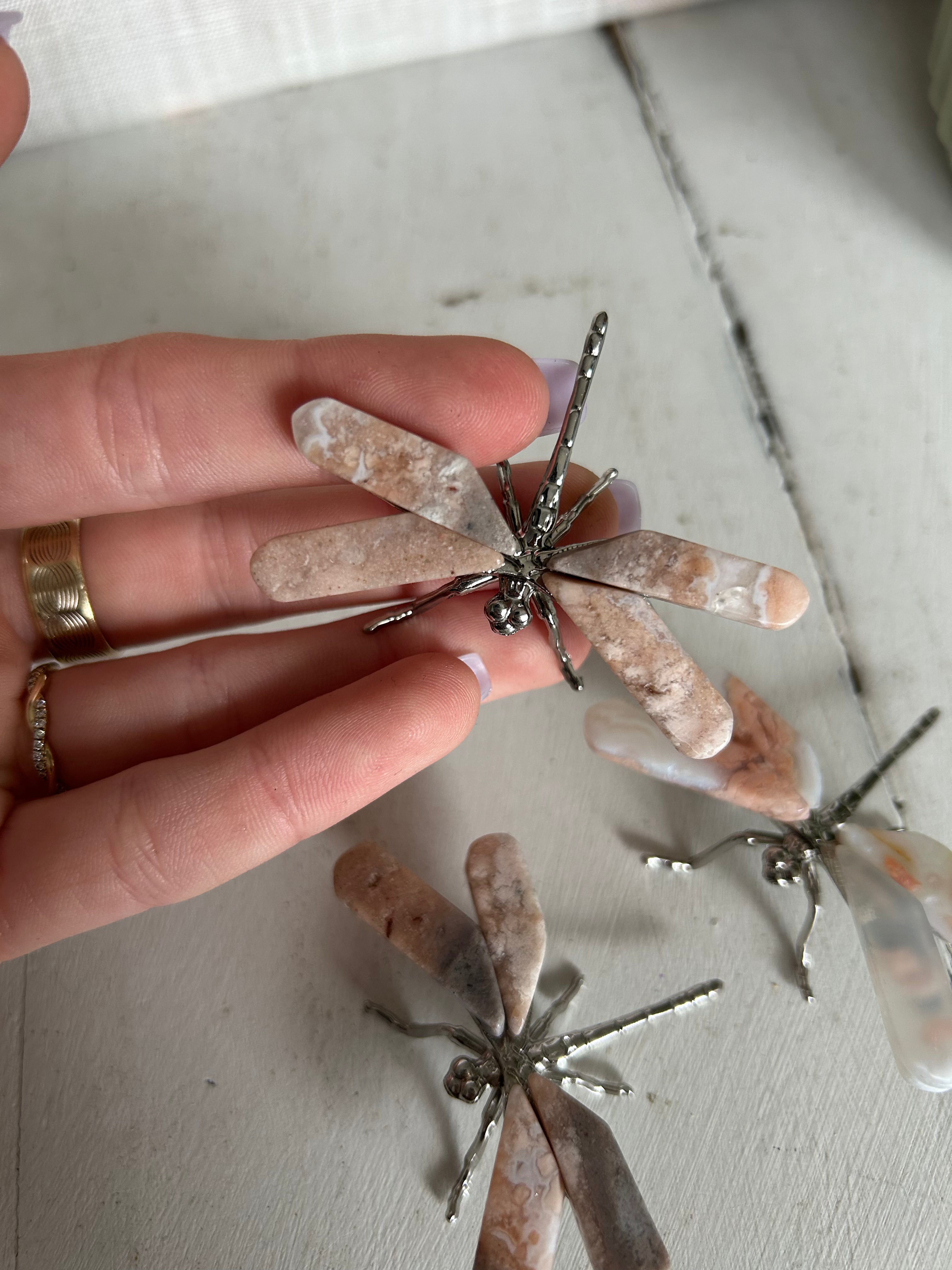 Dragonfly Crystal Carving - Pink