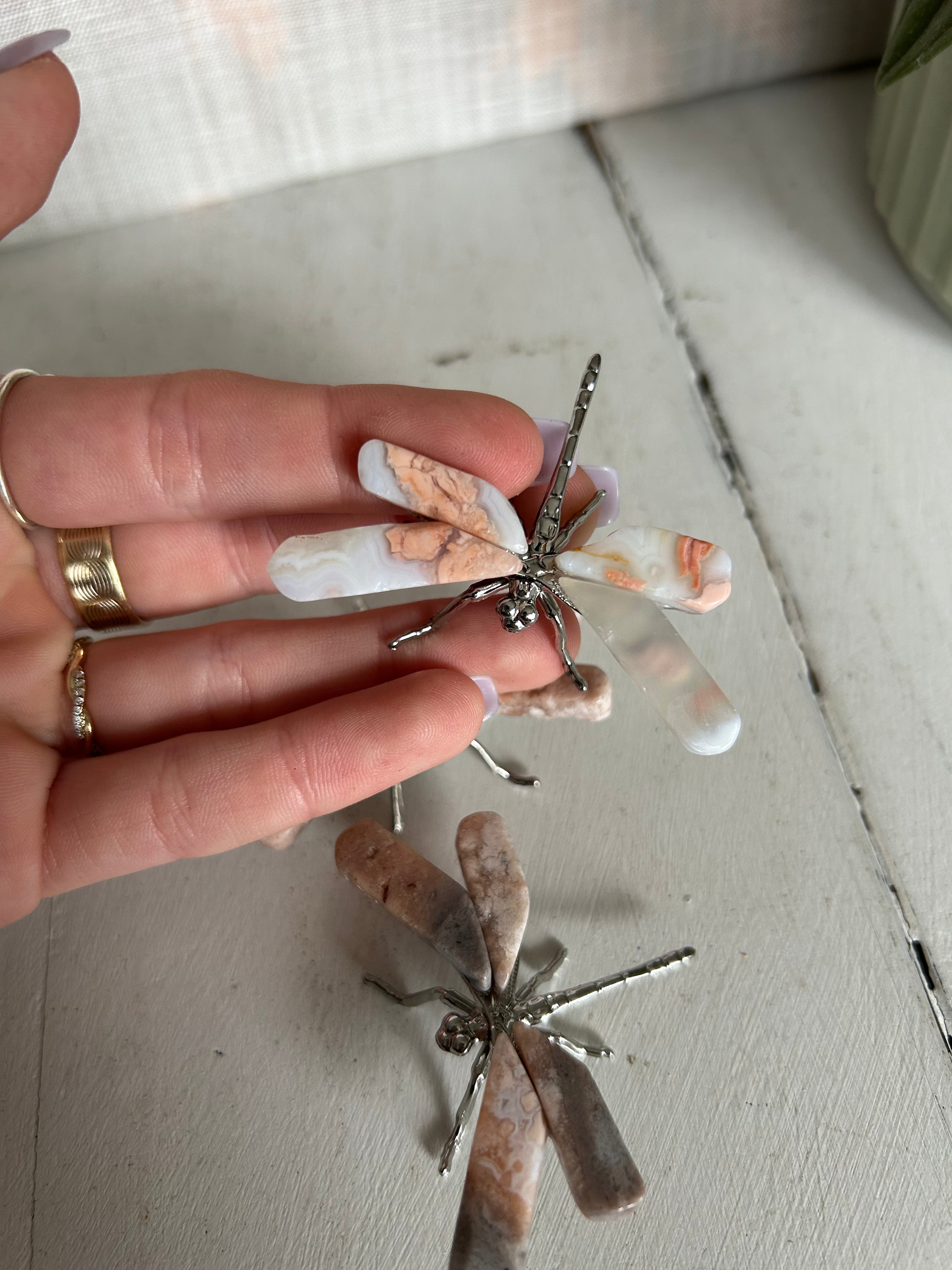 Dragonfly Crystal Carving - Pink