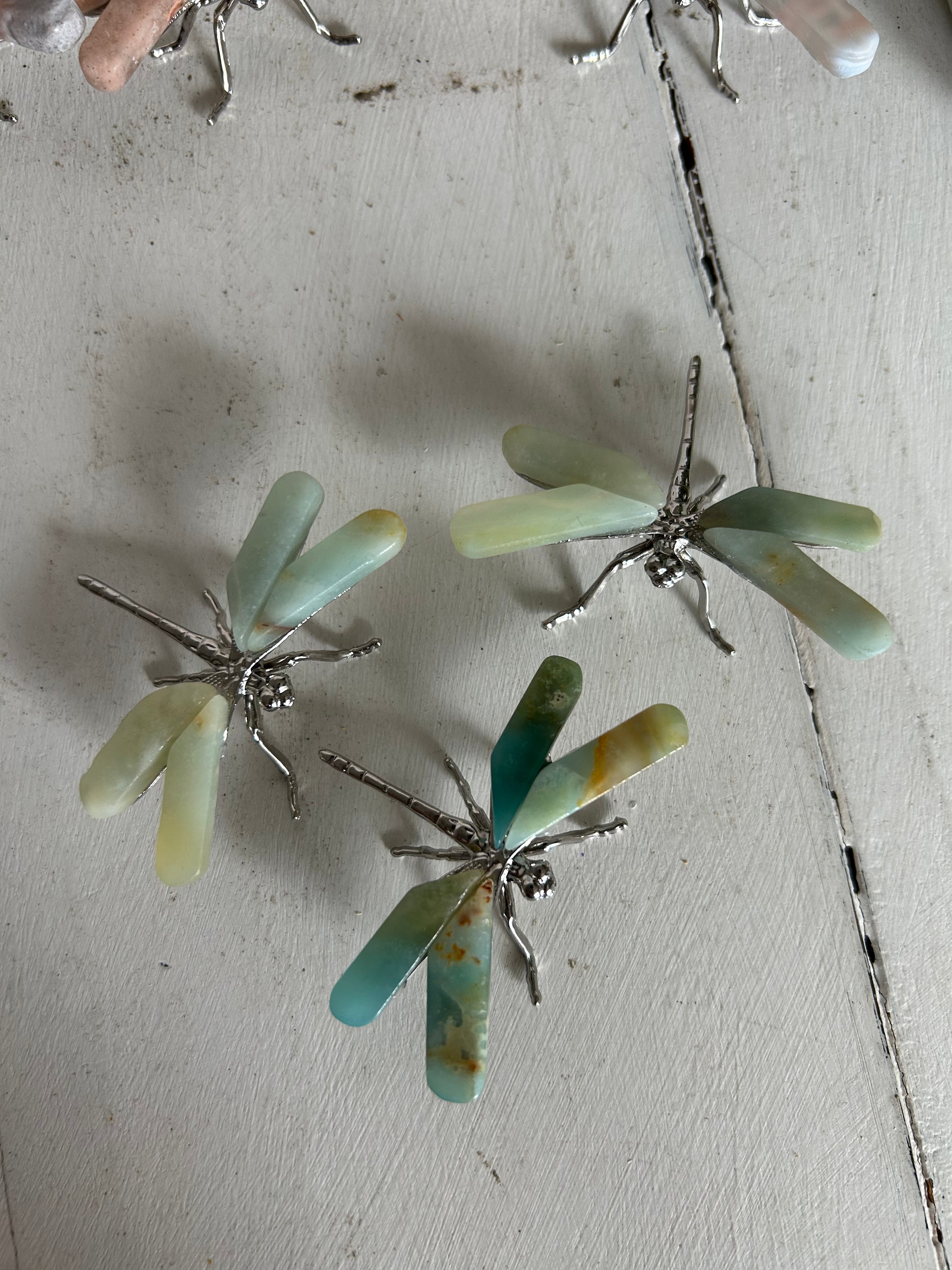 Dragonfly Crystal Carving - Green