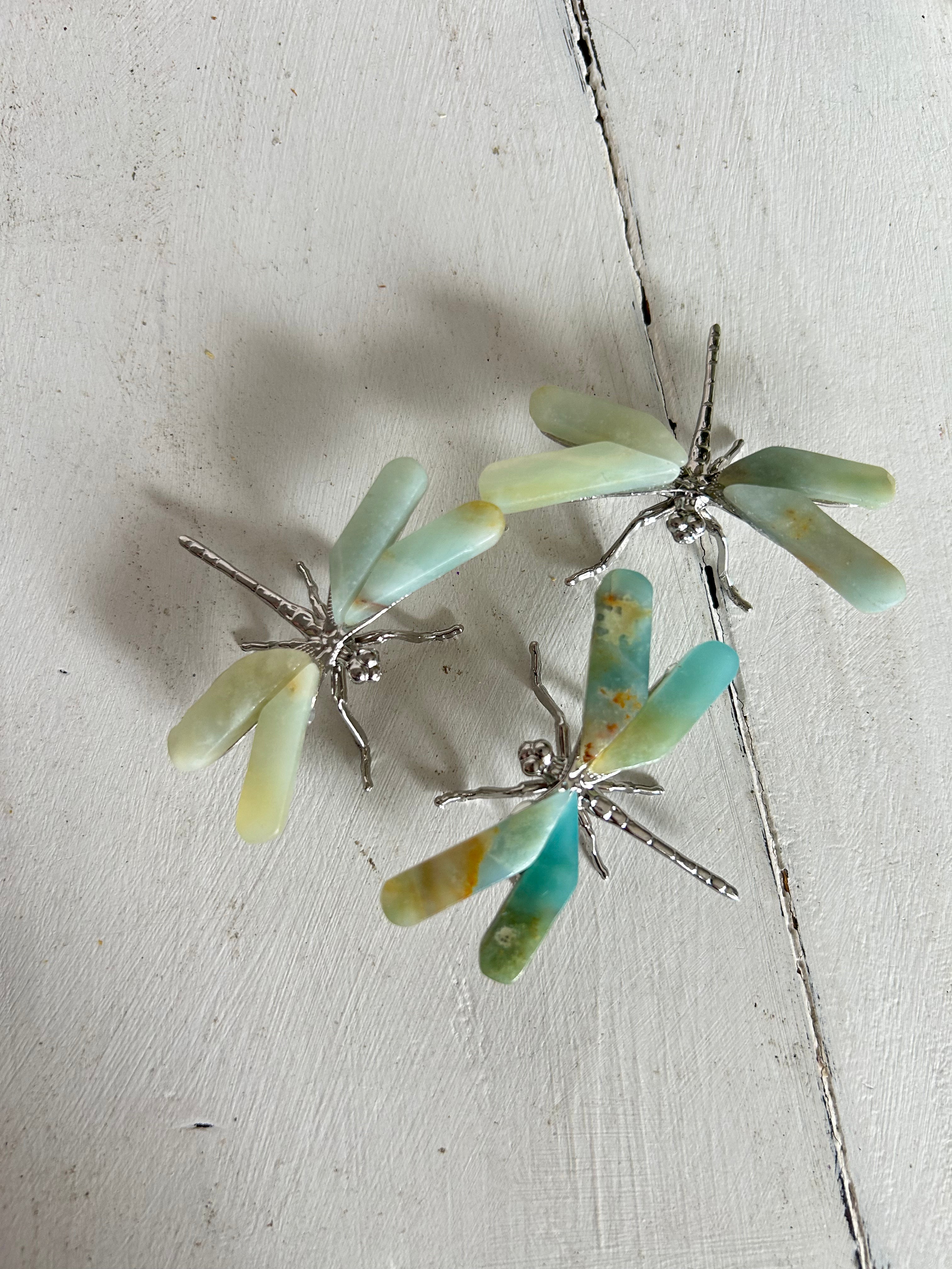 Dragonfly Crystal Carving - Green