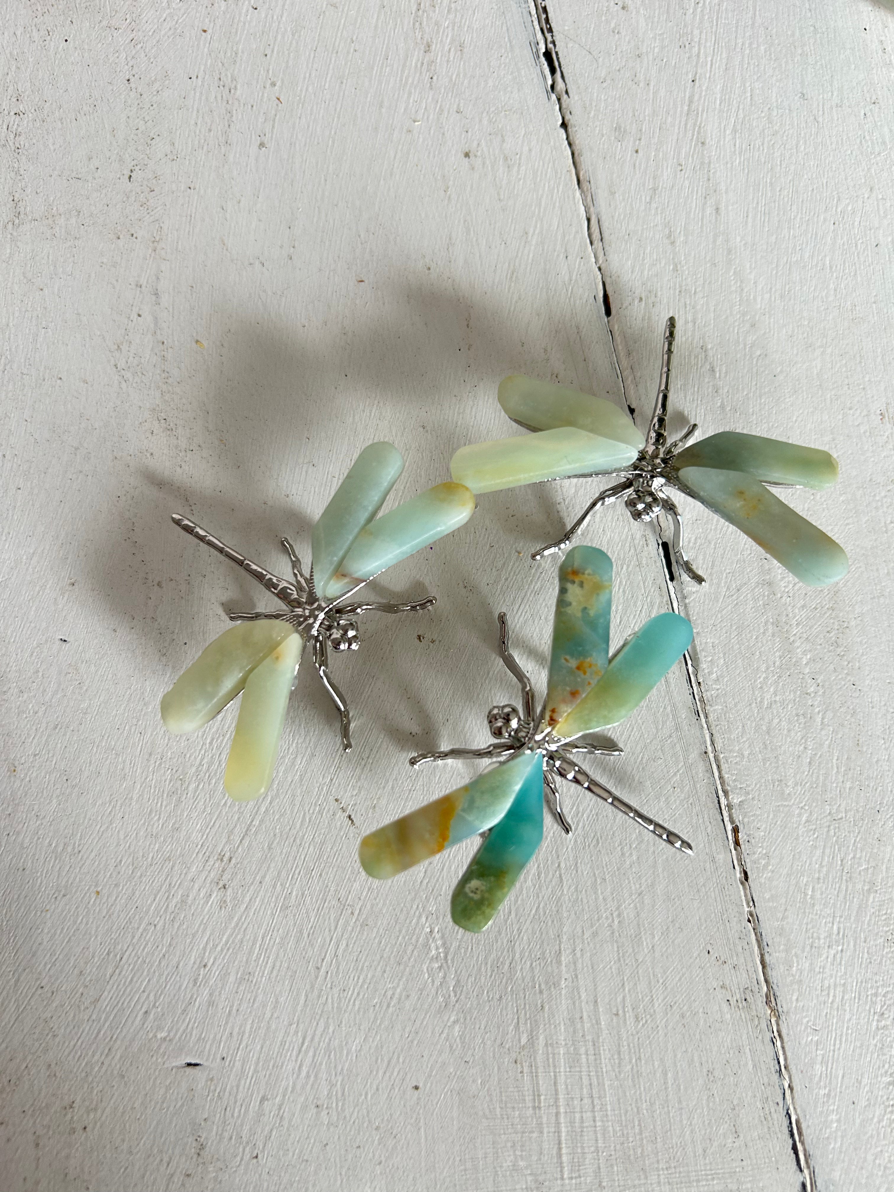 Dragonfly Crystal Carving - Green