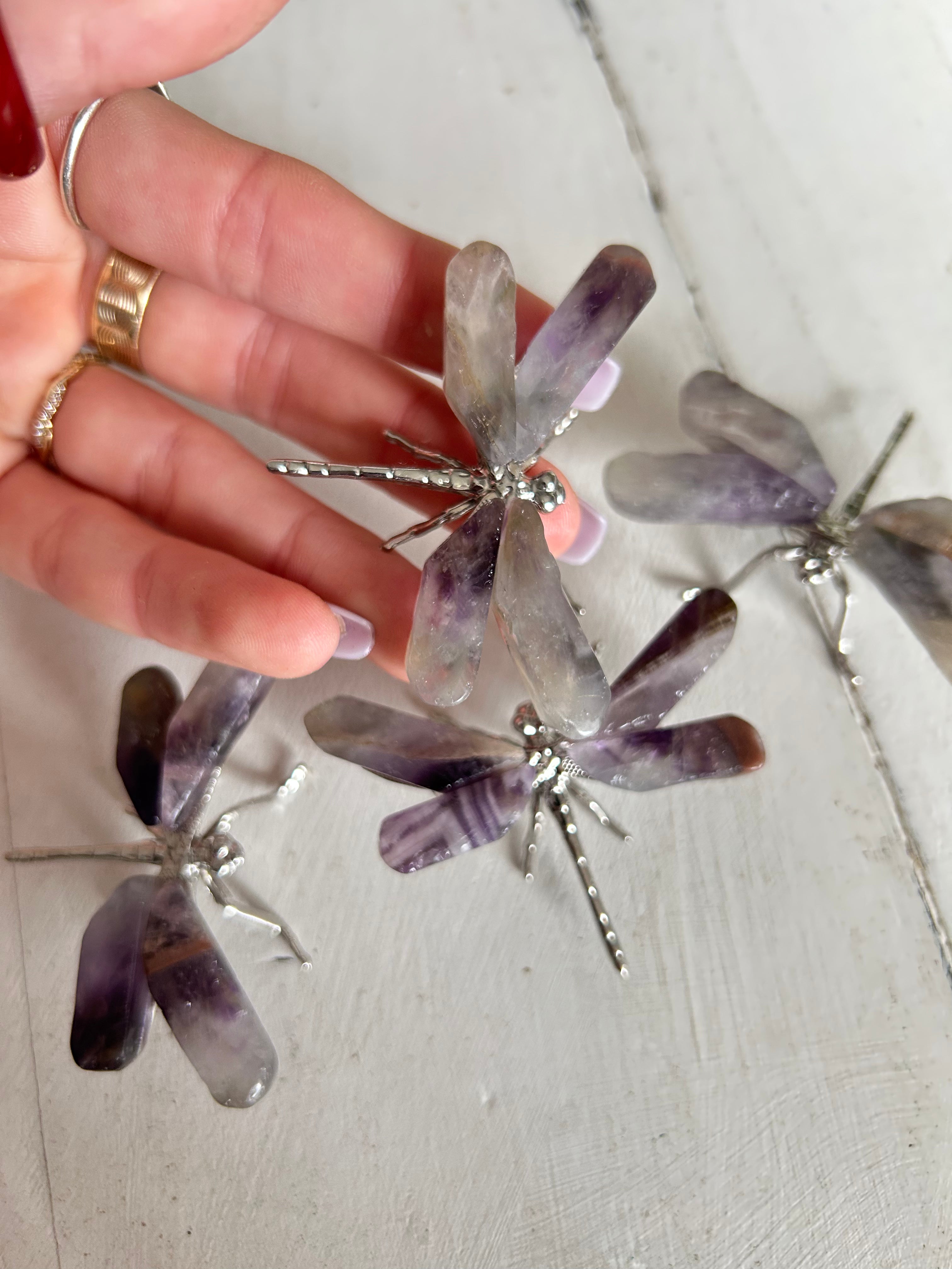 Dragonfly Crystal Carving - Purple