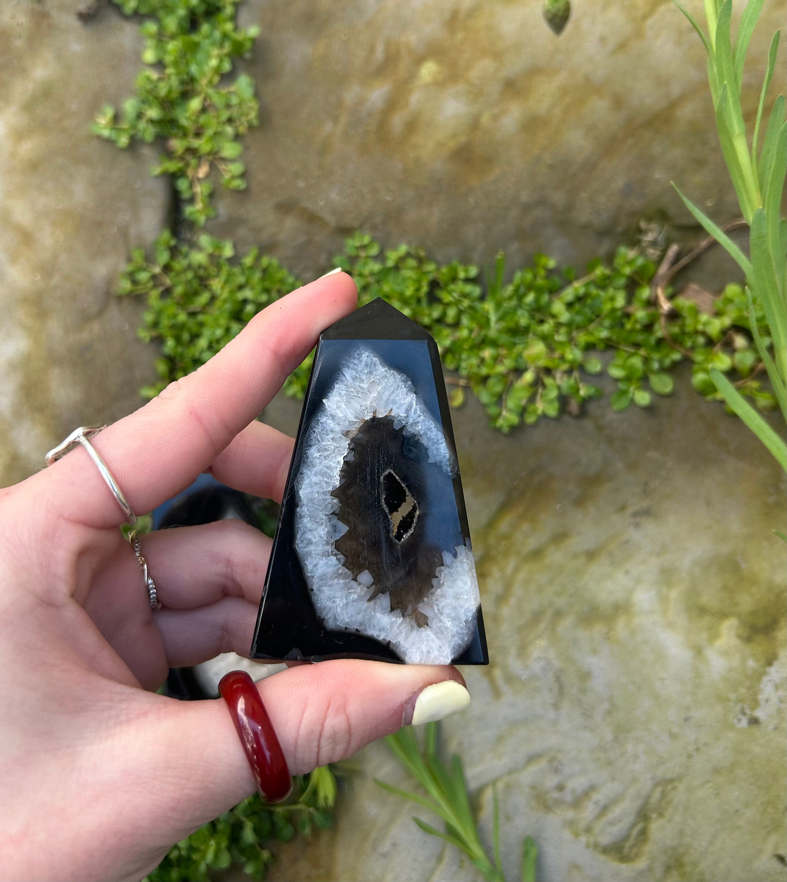 Black Agate Druzy Tower #2