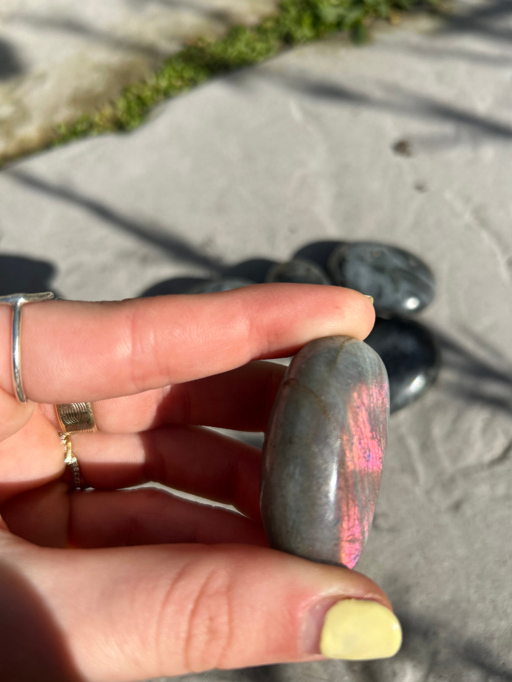 Purple Labradorite Palmstone #1