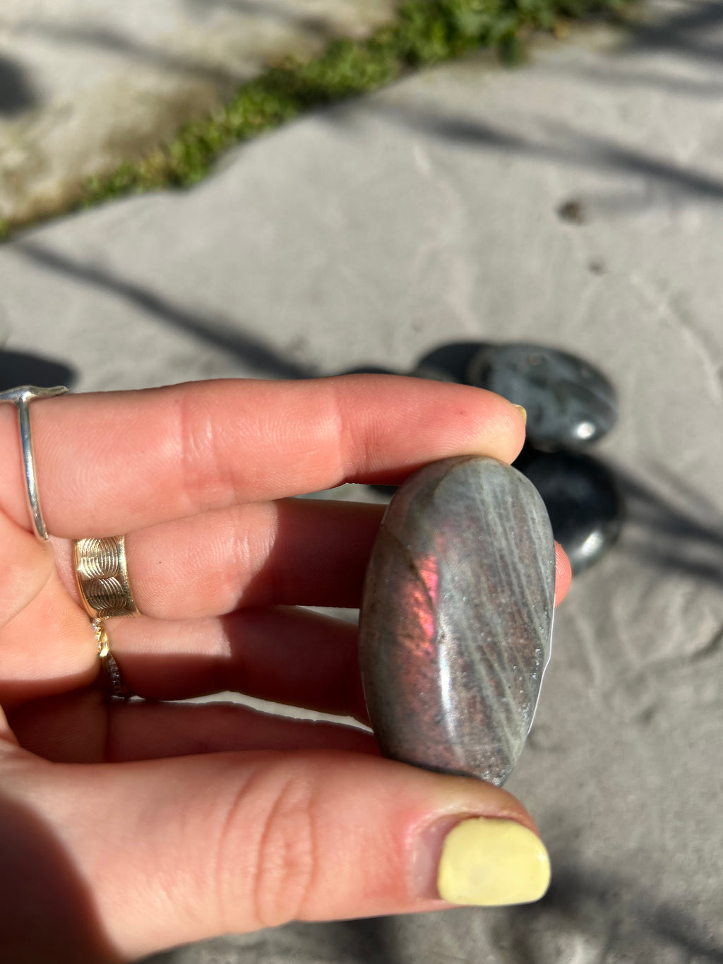 Purple Labradorite Palmstone #1