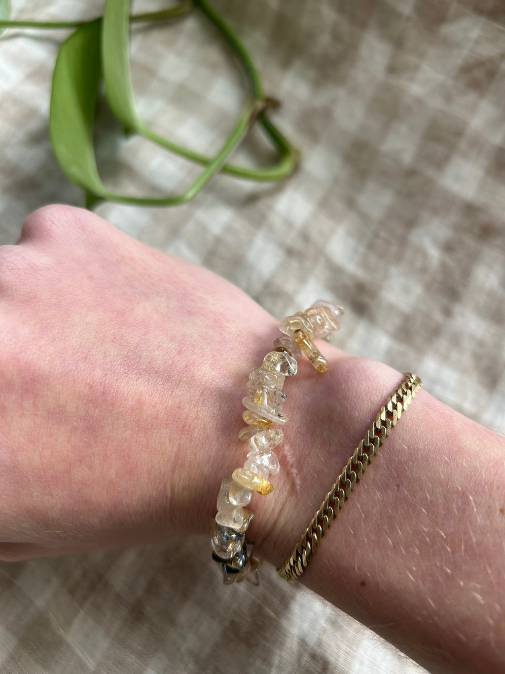 Rutilated Quartz Chip Bracelet