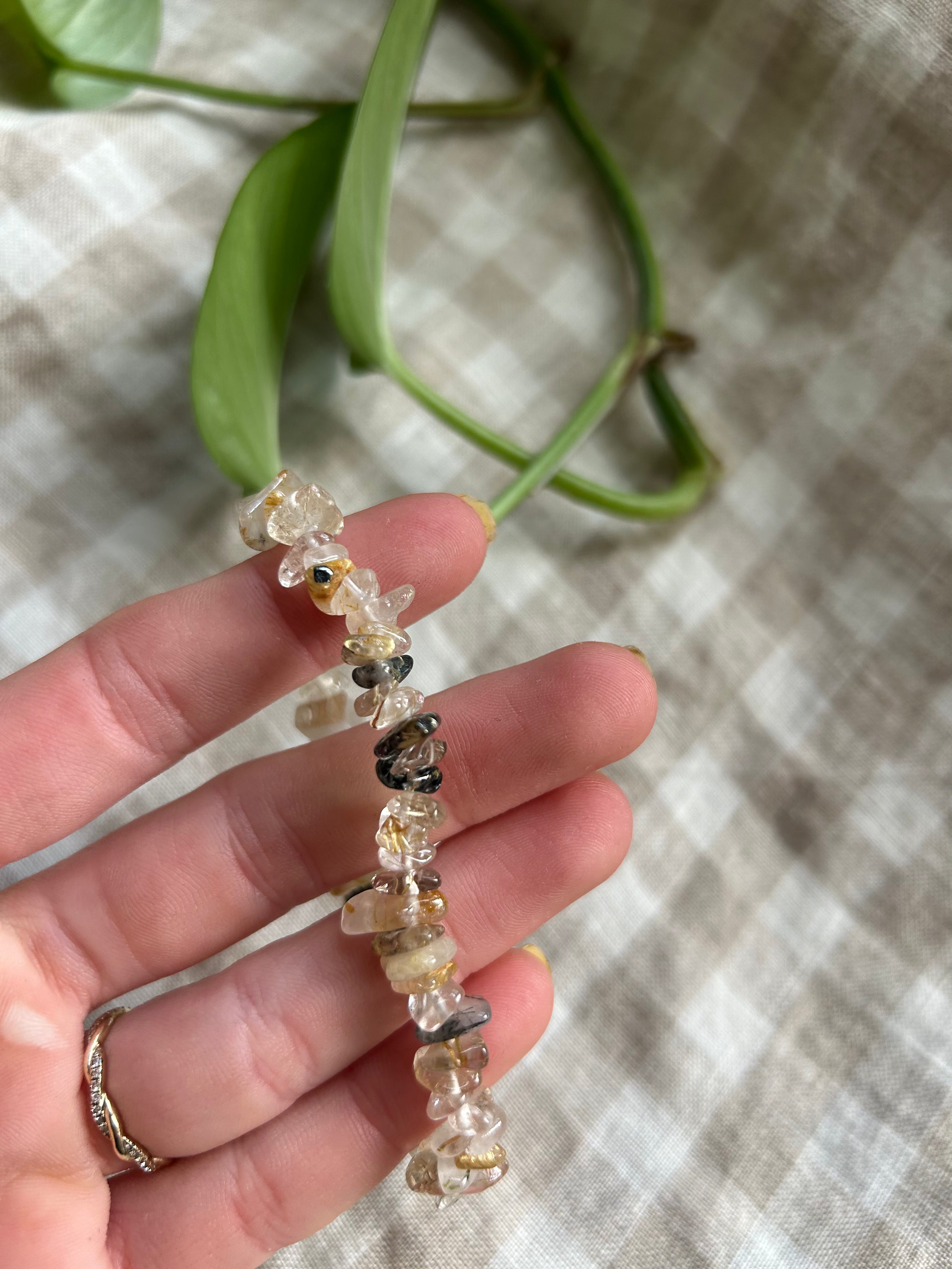 Rutilated Quartz Chip Bracelet